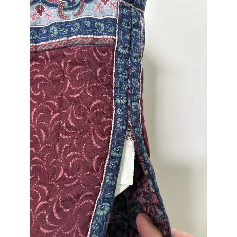 Vintage Suttles and Seawinds Quilted Patchwork Vest Burgundy Floral Boho Canada - Picture 3 of 9